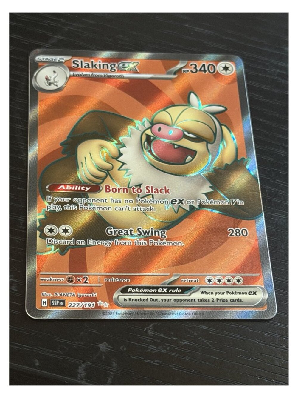 2024 Pokemon Slaking ex 227/191 Ultra Rare Holo English Raw NM